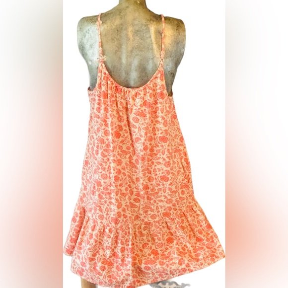 Adorable, midi, sundress, white, and orange floral pattern - Picture 2 of 6